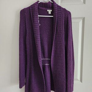 Purple LLBean Fitted Cardigan